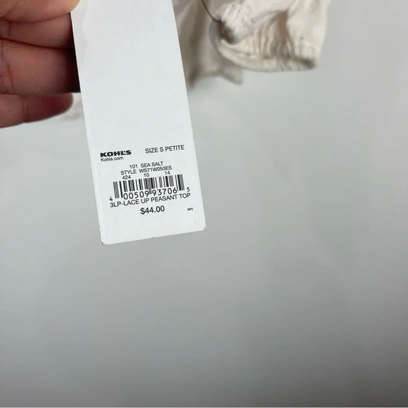 NEW Sonoma Eyelet Long Sleeve Peasant Top Size PS Petite Small - Picture 7 of 8